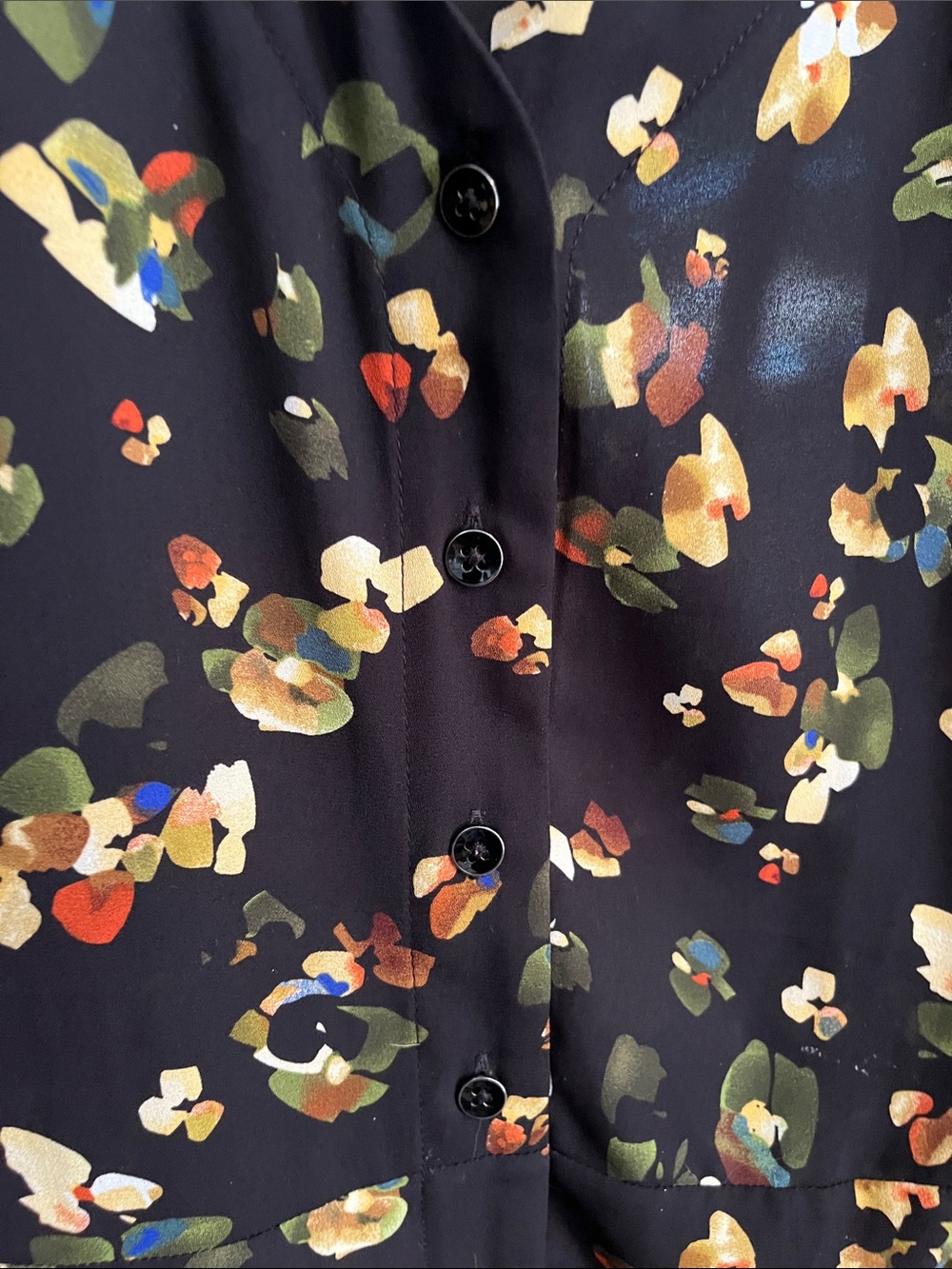 CAbi Black Floral-Pattern Button-Front Camisole - Picture 3 of 6